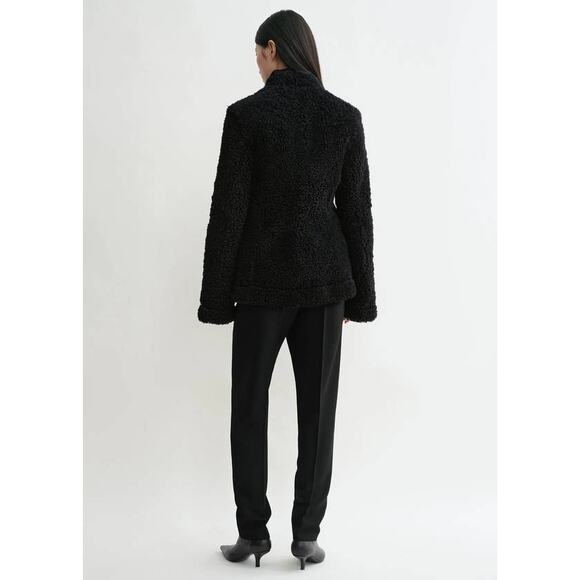 Toteme Cinched Shearling Jacket in Navy IT 36 US 4 - Picture 7 of 8